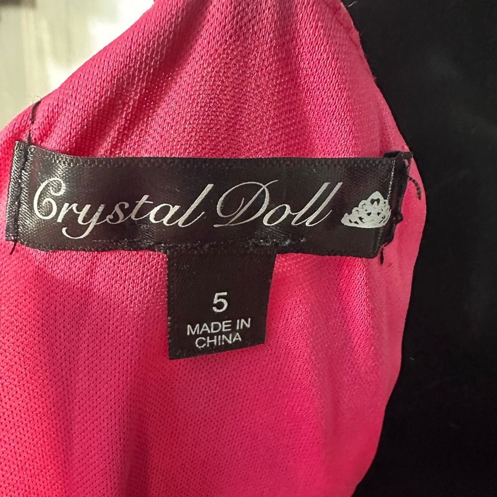 Crystal Doll Juniors' Tiered Pink Floral-Print Lurex Maxi Dress Size 5 EUC - Picture 9 of 9